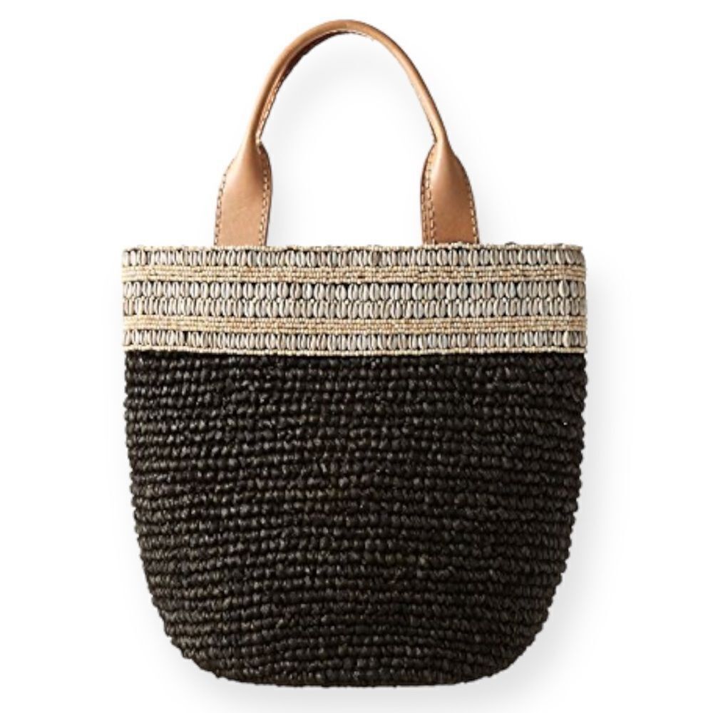 COCOBELLE  BUZIO COWRIE & RAFFIA X LARGE TOTE BAG